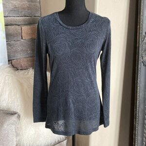 ARIAT Floral Pattern Semi Sheer Long Sleeve Top